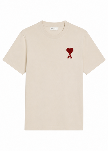 AMI Paris Ami de Coeur T-shirt "Beige / Red"