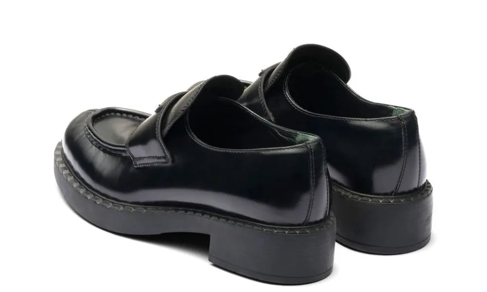 Prada Chocolate brushed leather loafers