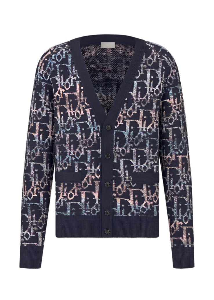 Dior Oblique Cardigan Blue Wool Jacquard
