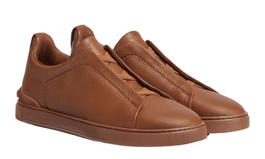 Zegna Triple Stitch leather sneakers "Vicuna"