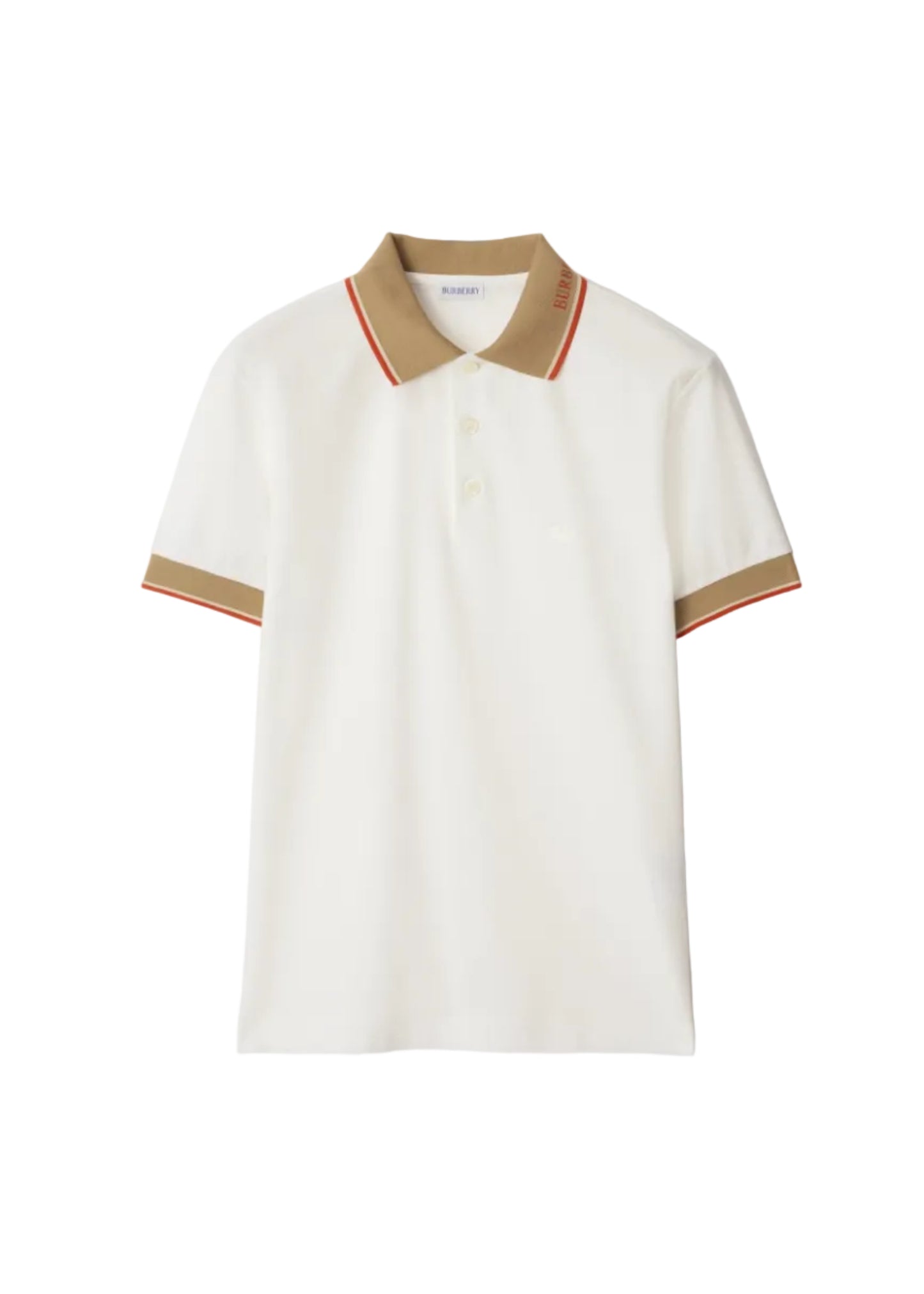 Burberry Logo Collar Cotton Polo Shirt "Chalk White"