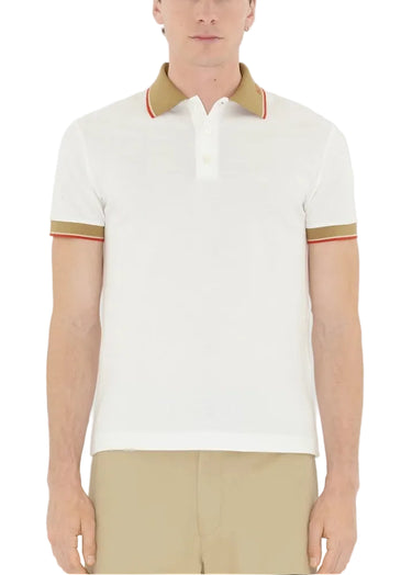 Burberry Logo Collar Cotton Polo Shirt "Chalk White"