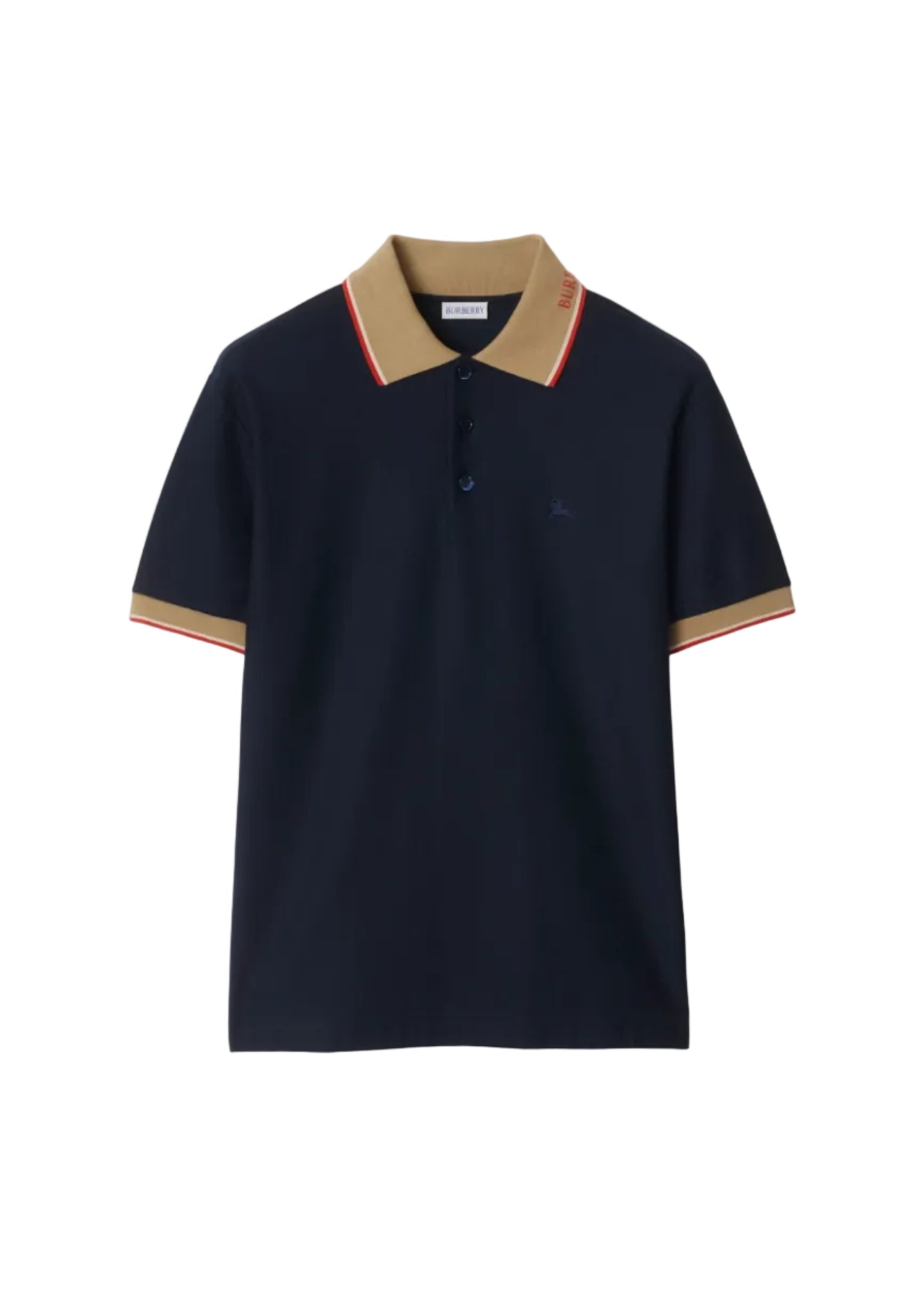 Burberry Logo Collar Cotton Polo Shirt "Navy"