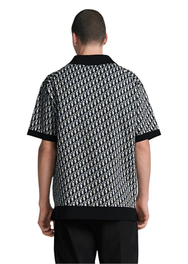 Dior Oblique Polo Shirt Beige, Blue And Black Cotton Jacquard
