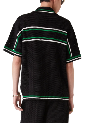 Casablanca Crocheted cotton tennis shirt "Black"