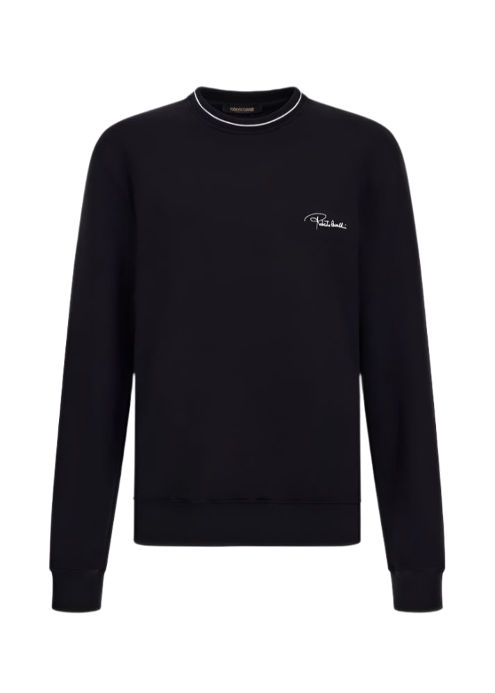 Roberto Cavalli ROSES REGULAR FIT CREWNECK - Sweatshirt - black