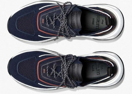 Berluti Shadow Knit Sneakers 'Navy Blue / Rust'