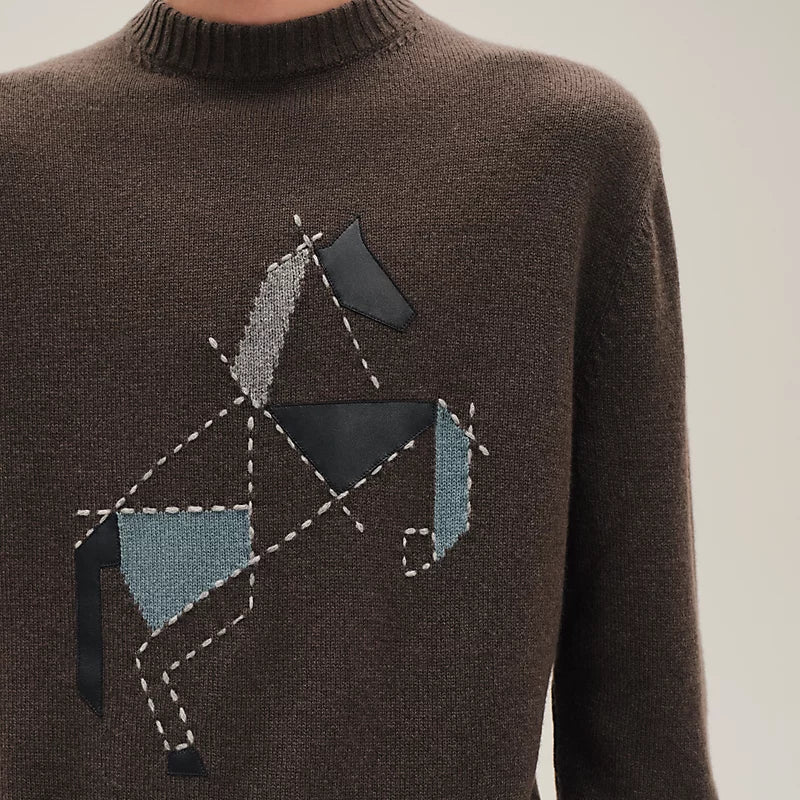Hermes Cashmere Cheval tangram "Brown"
