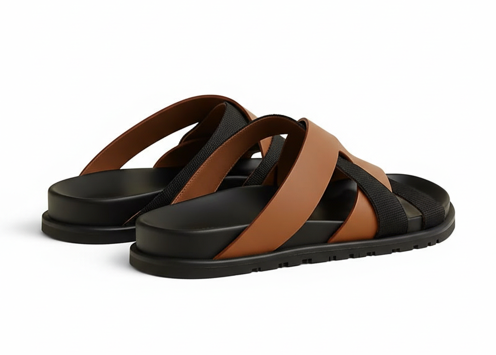 Hermes Kazimir Sandal "Natural / Black"