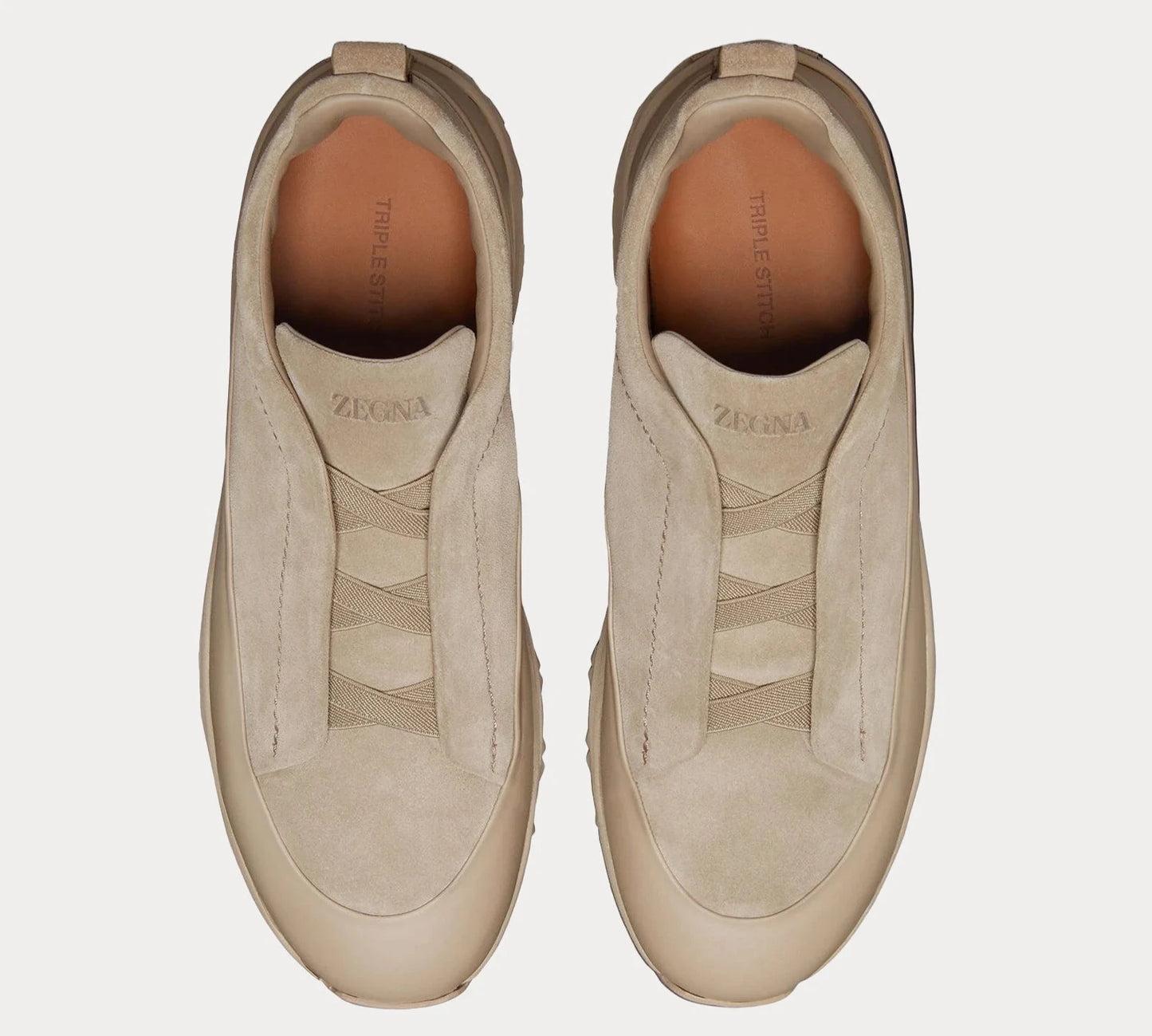 ZEGNA Triple Stitch Suede Sneakers "Light Taupe"