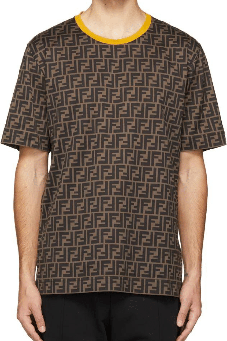 FENDI Monogram print contrast trim cotton jersey T shirt EBITAF