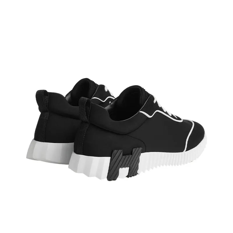 HERMES Bouncing Casual Shoes Men Low-Top Black White