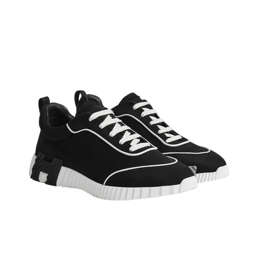 HERMES Bouncing Casual Shoes Men Low-Top Black White