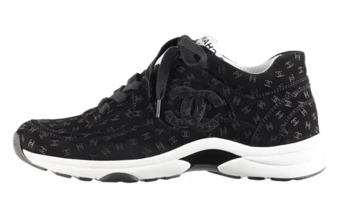 Chanel Suede Trainer Printed CC Black