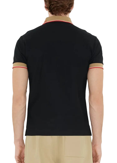Burberry Logo Collar Cotton Polo Shirt "Black"