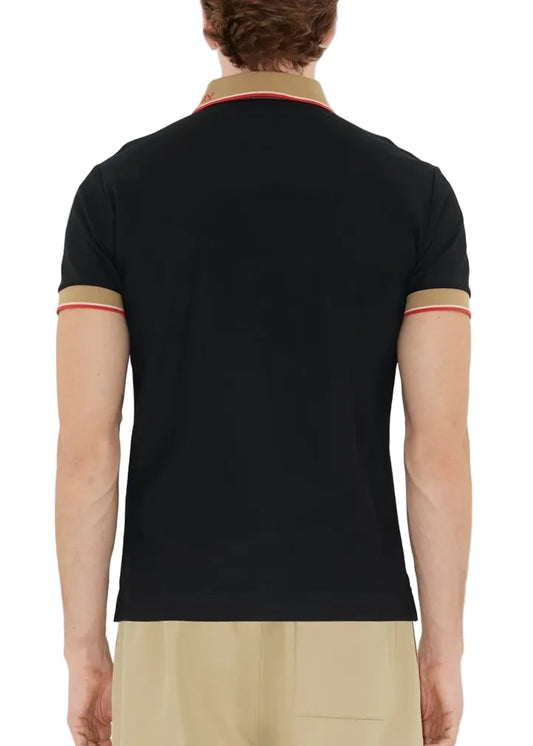 Burberry Logo Collar Cotton Polo Shirt "Black"