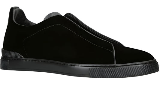 ZEGNA Velvet Triple Stitch Sneakers "Black"