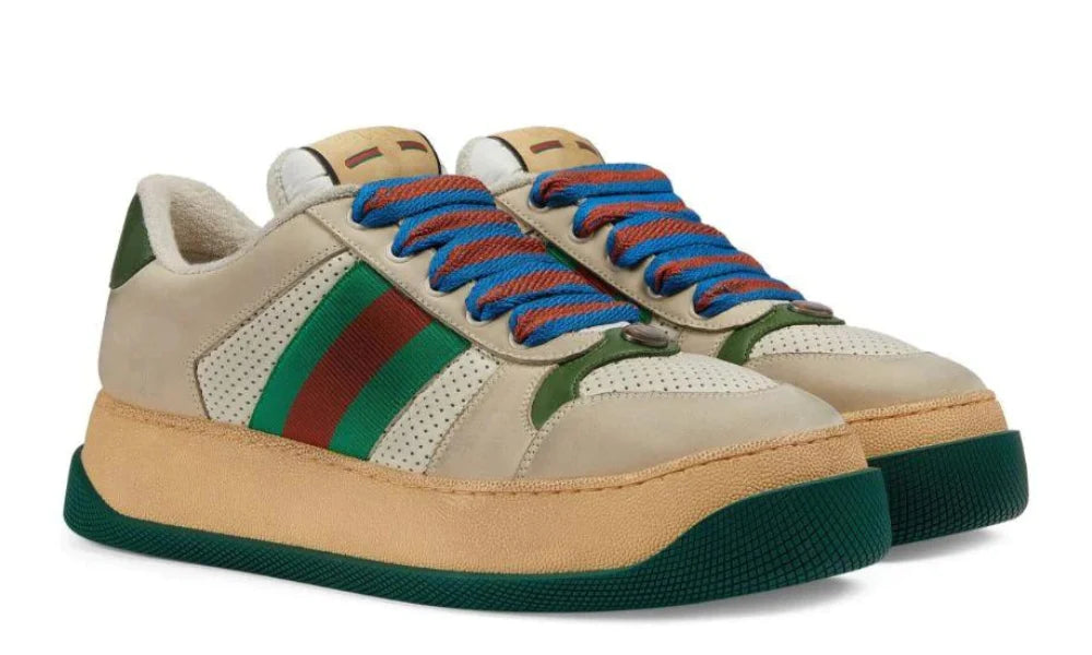 Gucci Screener low-top leather sneakers 'Cream White Green'