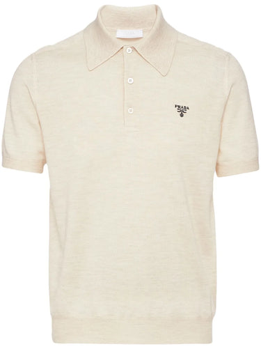 Prada Superfine wool polo shirt Beige