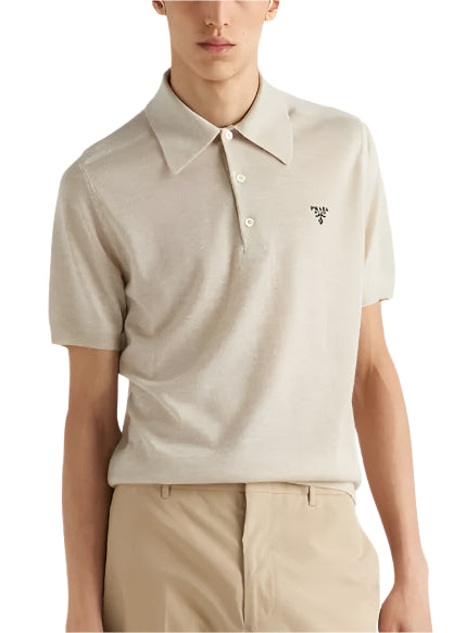 Prada Superfine wool polo shirt Beige