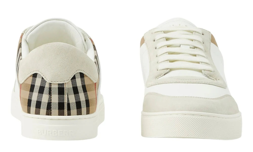 Burberry Check Panelled Sneakers 'Natural White Archive Beige'