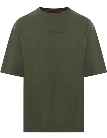 Gucci Embroidered Cotton Jersey T-Shirt Dark Green