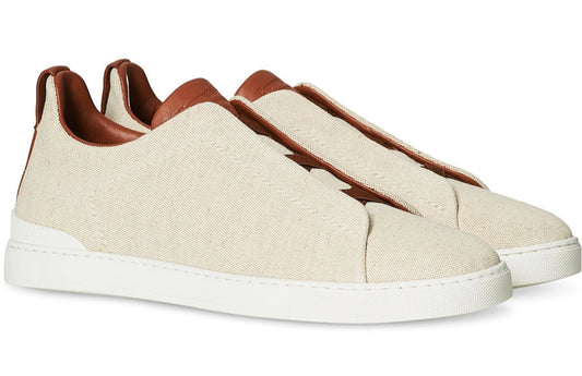 Zegna Triple Stitch Elasticated Sneakers White