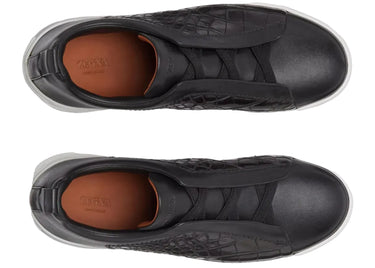 Zegna Crocodile Leather Triple Stitch "Black / White "