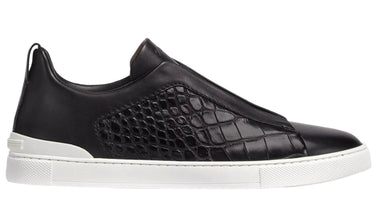 Zegna Crocodile Leather Triple Stitch "Black / White "