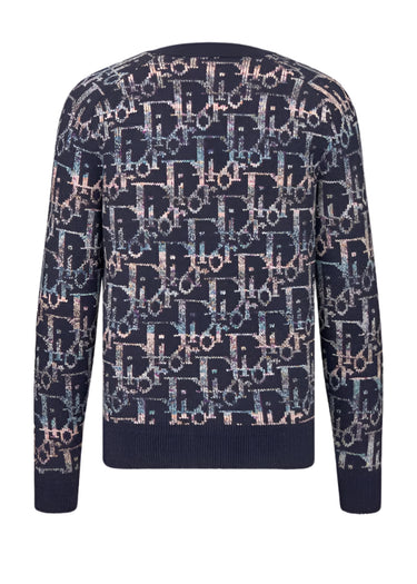 Dior Oblique Cardigan Blue Wool Jacquard