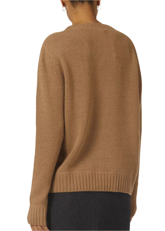 Prada Logo Cashmere-Wool Crewneck Sweater Camel Brown