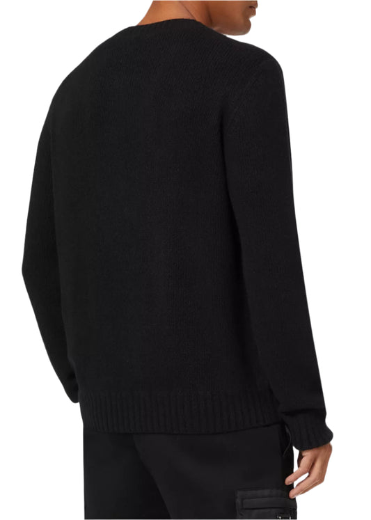 Prada Logo Cashmere-Wool Crewneck Sweater Black