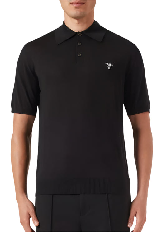 Prada Superfine wool polo shirt Black