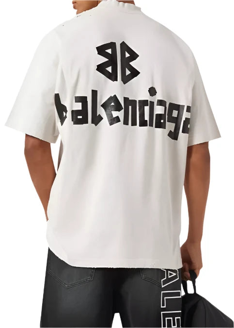 Balenciaga Unisex New Tape Type Medium-fit T-shirt in Vintage-jersey White