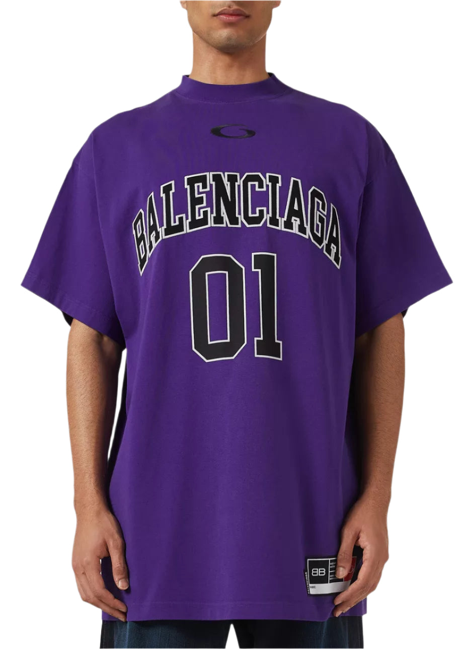 Balenciaga Men's Basketball Series - Oversized T-shirt in Purple