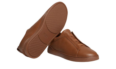 Zegna Triple Stitch leather sneakers "Vicuna"