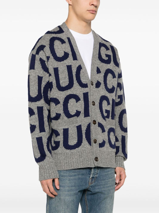 Gucci logo-intarsia wool cardigan