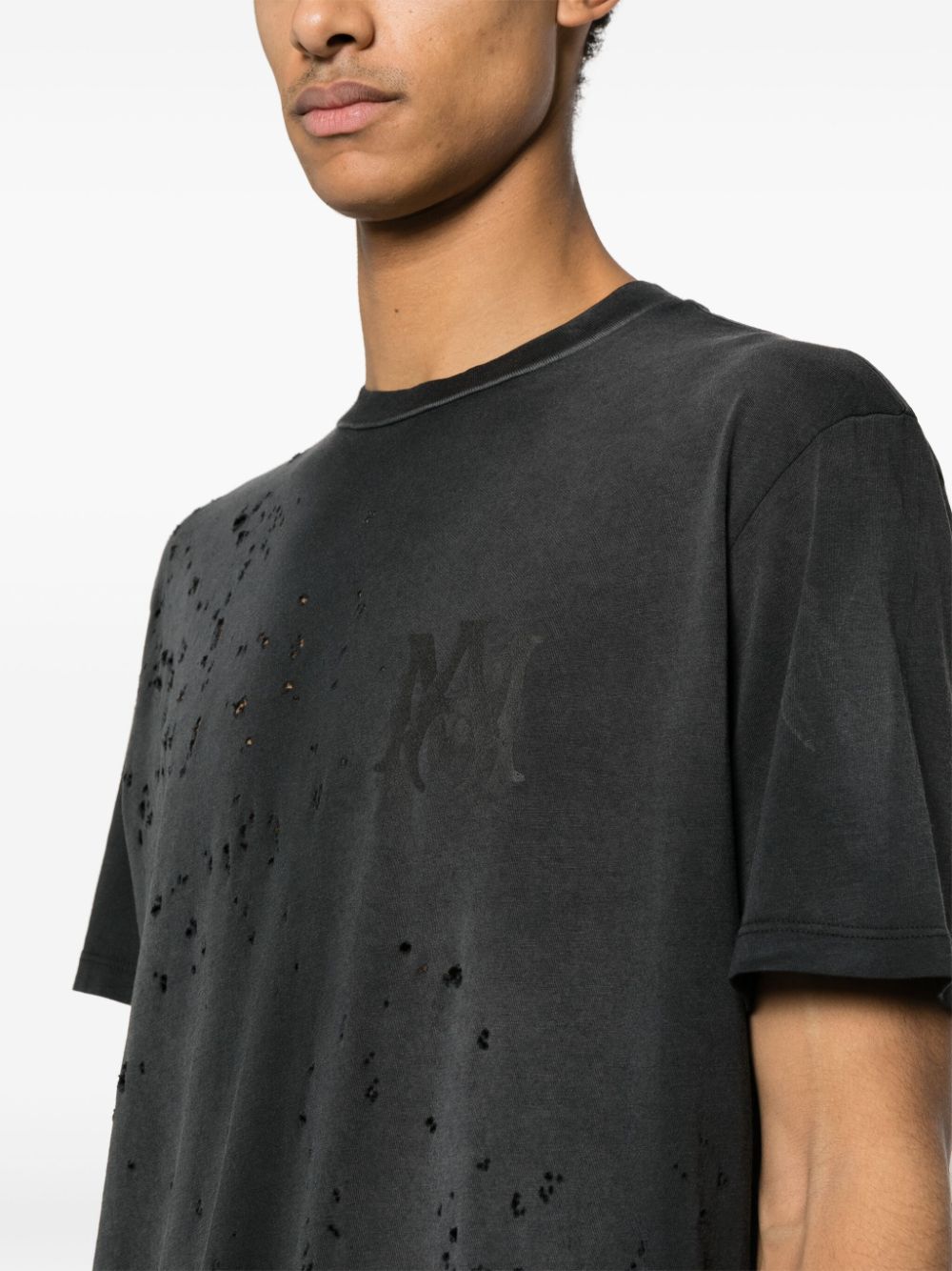 AMIRI Shotgun logo-print distressed T-shirt