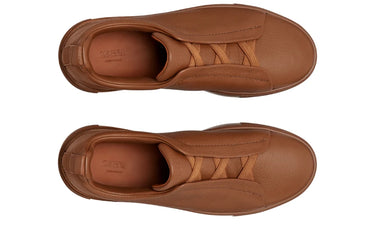Zegna Triple Stitch leather sneakers "Vicuna"