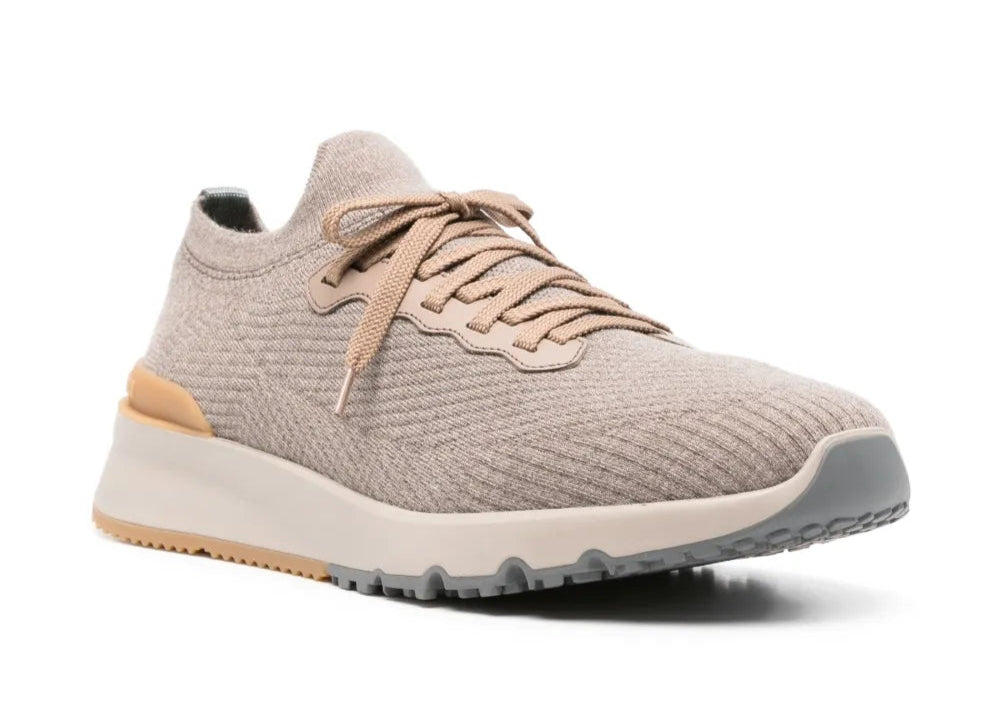 Brunello Cucinelli knitted sneakers "Light Brown"