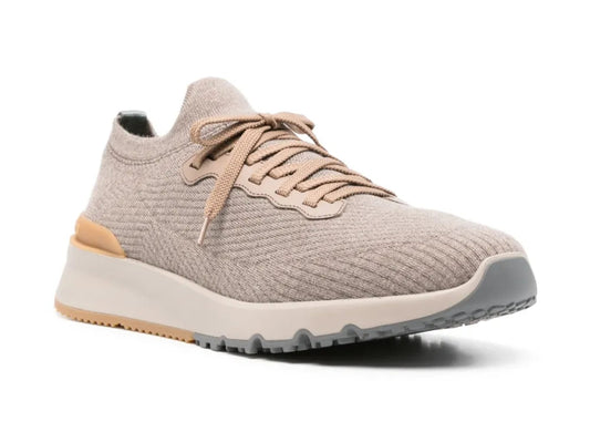 Brunello Cucinelli knitted sneakers "Light Brown"
