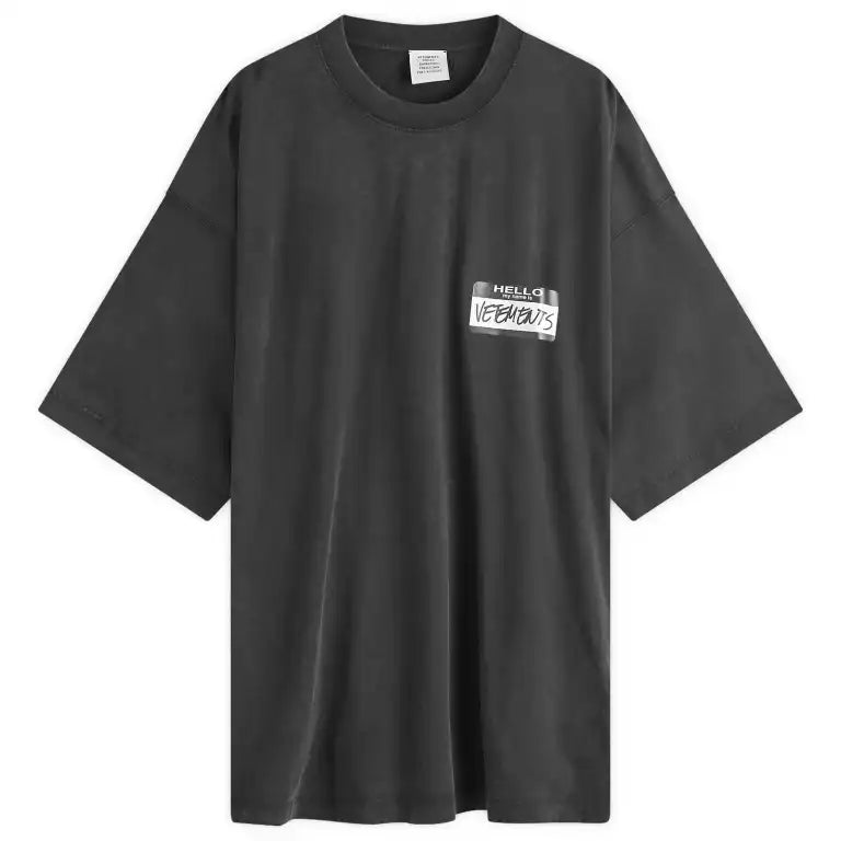 Vetements  Hello My Name Is Vetements T-Shirt Black