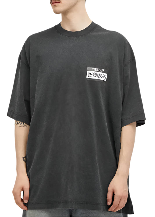 Vetements  Hello My Name Is Vetements T-Shirt Black