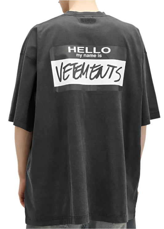 Vetements  Hello My Name Is Vetements T-Shirt Black