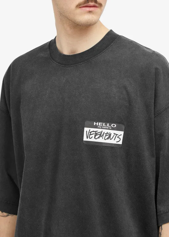 Vetements  Hello My Name Is Vetements T-Shirt Black