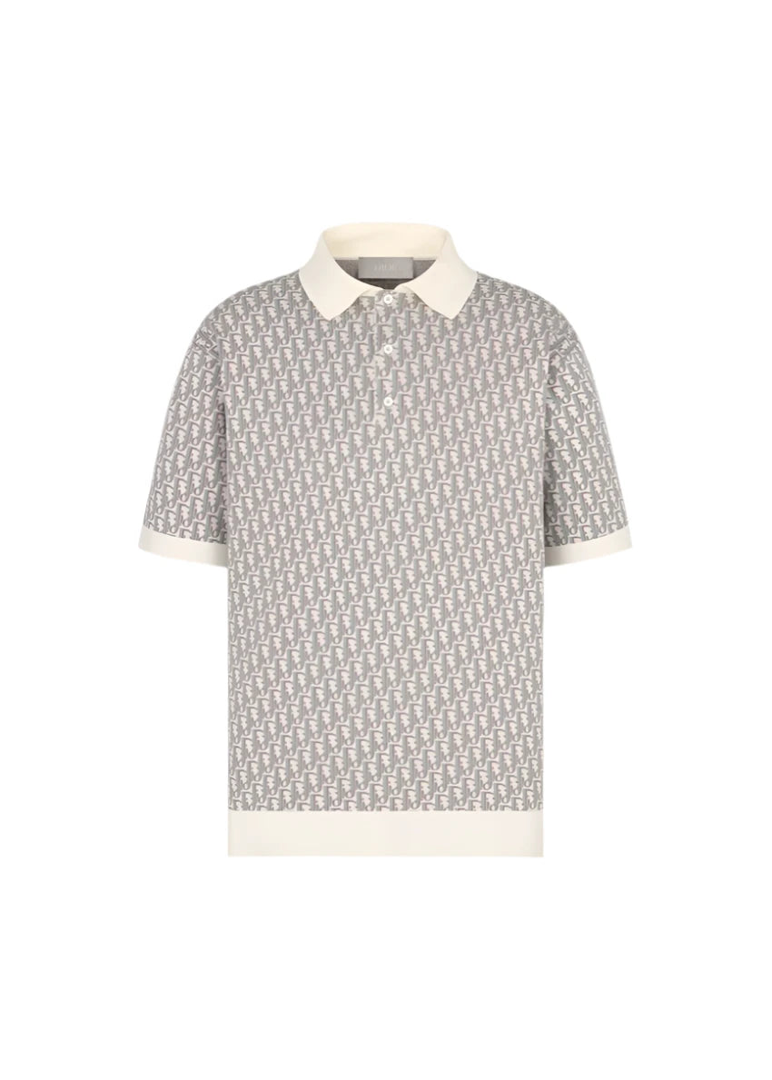 Dior Oblique Polo Shirt White, Blue And Brown Cotton Jacquard