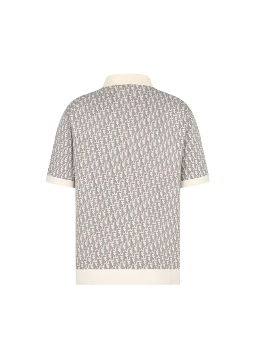 Dior Oblique Polo Shirt White, Blue And Brown Cotton Jacquard