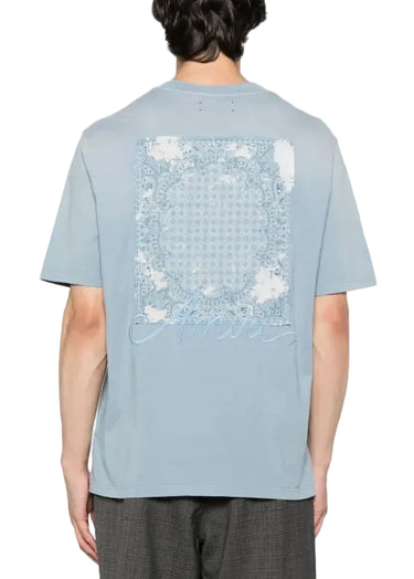 Amiri Bleach Bandana Patch T-shirt "Ash Blue"