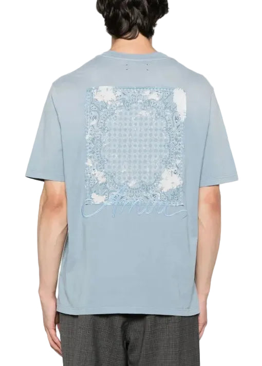 Amiri Bleach Bandana Patch T-shirt "Ash Blue"