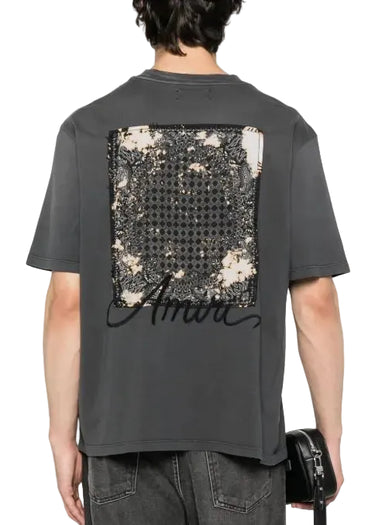 Amiri Bleach Bandana Patch T-shirt "Charcoal Grey"